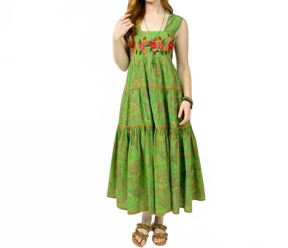 NEW SISTER MARY irene botanical breeze maxi dress in green